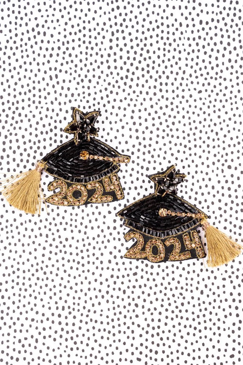Black & Gold 2024 Graduation Earrings