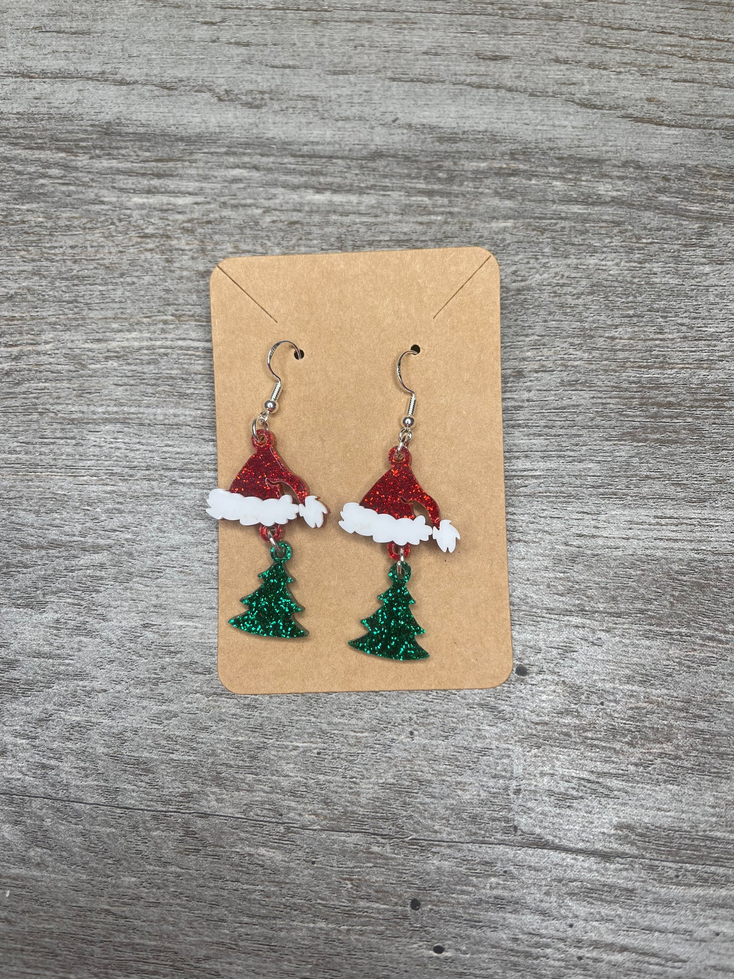 Santa Hat with Christmas Tree Earrings