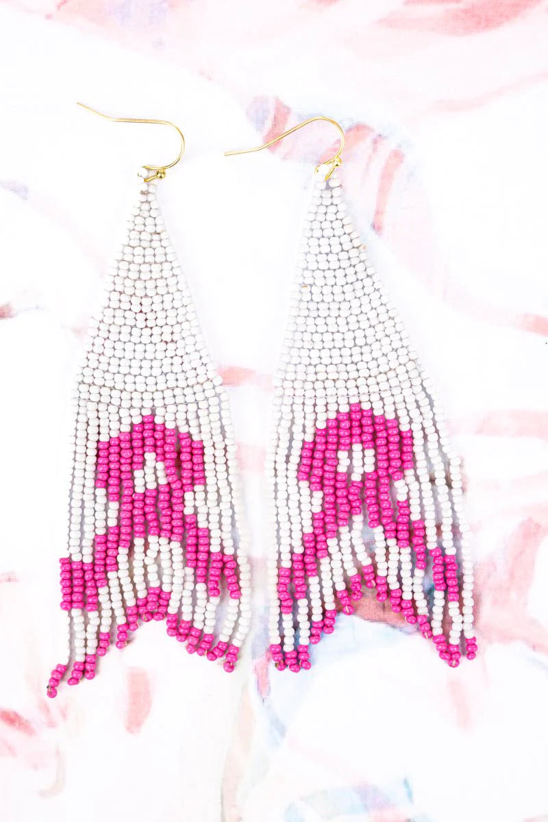 Breast Cancer Fringe Earrings