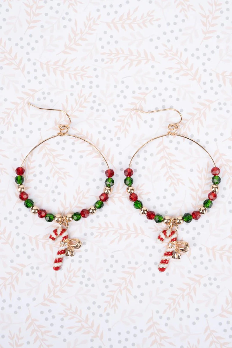 Candy Cane Christmas Earrings