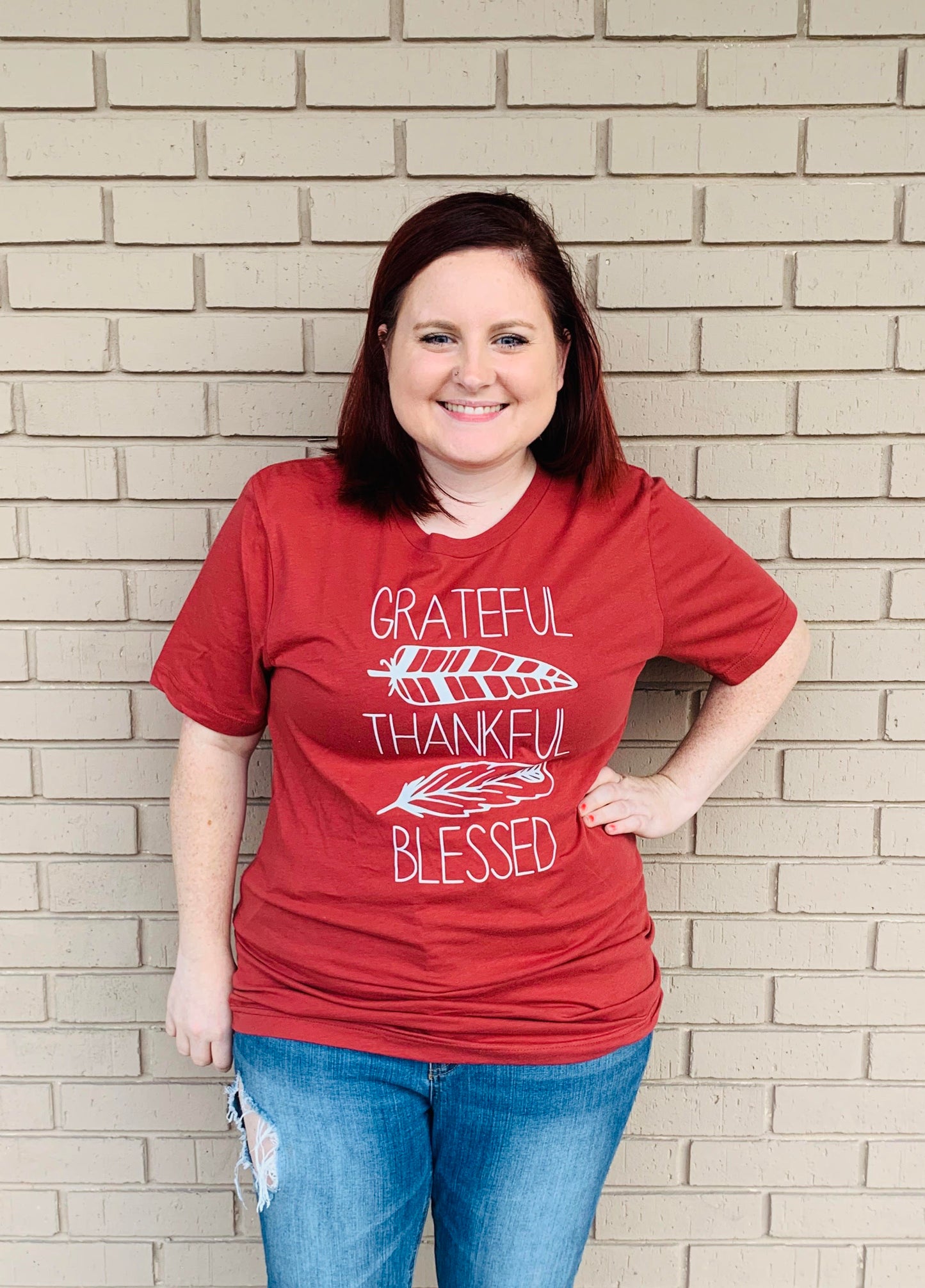 Grateful Thankful Blessed T-Shirt (Regular & Plus) {Multiple Colors Available}