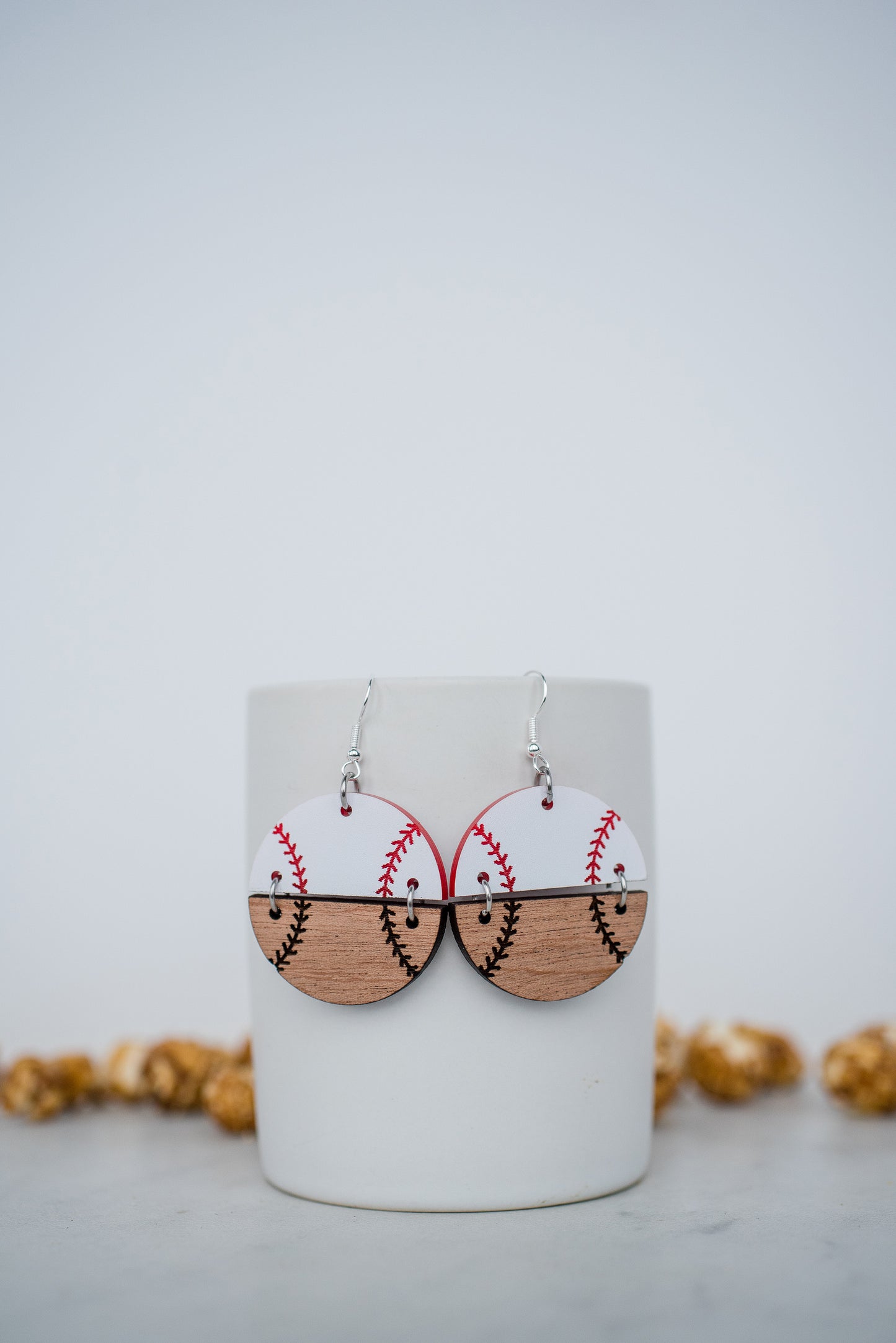 Sports Acrylic & Wood Duo Dangle Earrings {Multiple Styles Available}