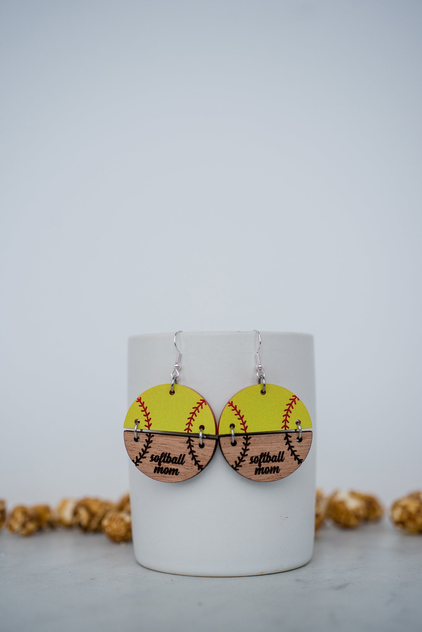 Sports Mom Acrylic & Wood Duo Dangle Earrings {Multiple Styles Available}