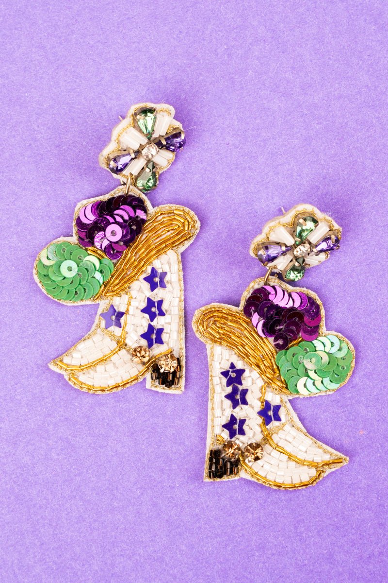 Cowgirl Mardi Gras Earrings