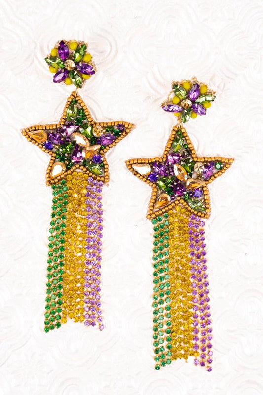 Mardi Gras Rhinestone Earrings