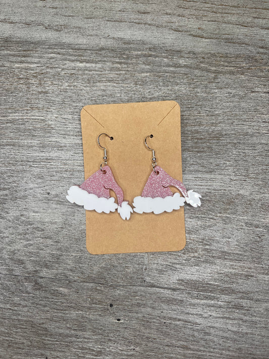 Pink Santa Hat Earrings