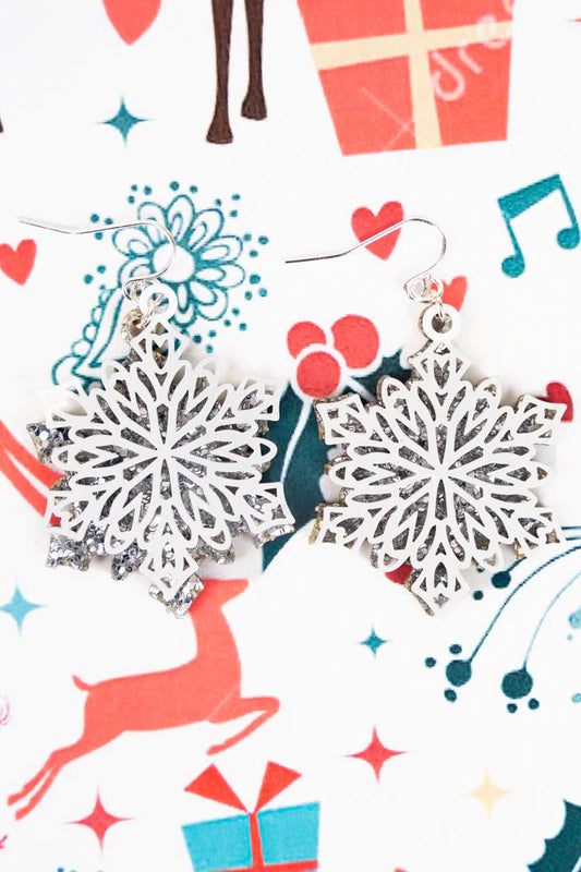 Glitter Snowflake Earrings