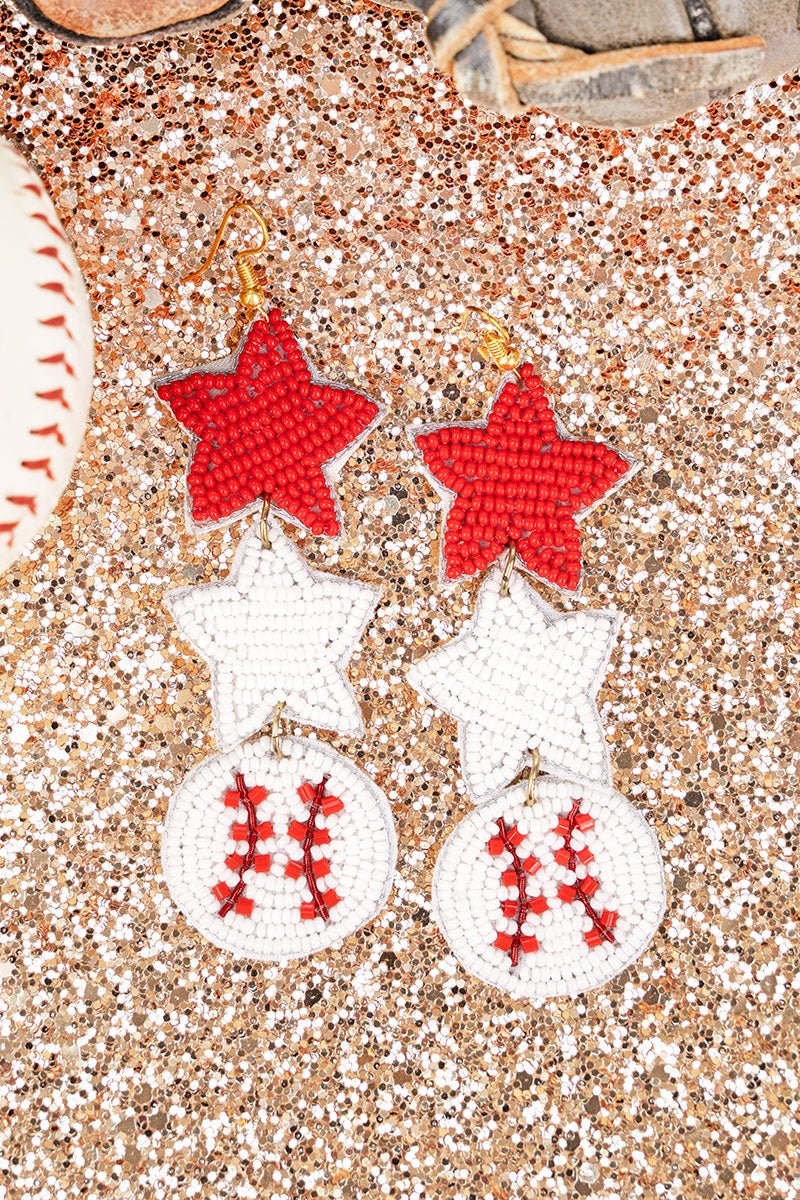 Linked Stars & Baseball Earrings