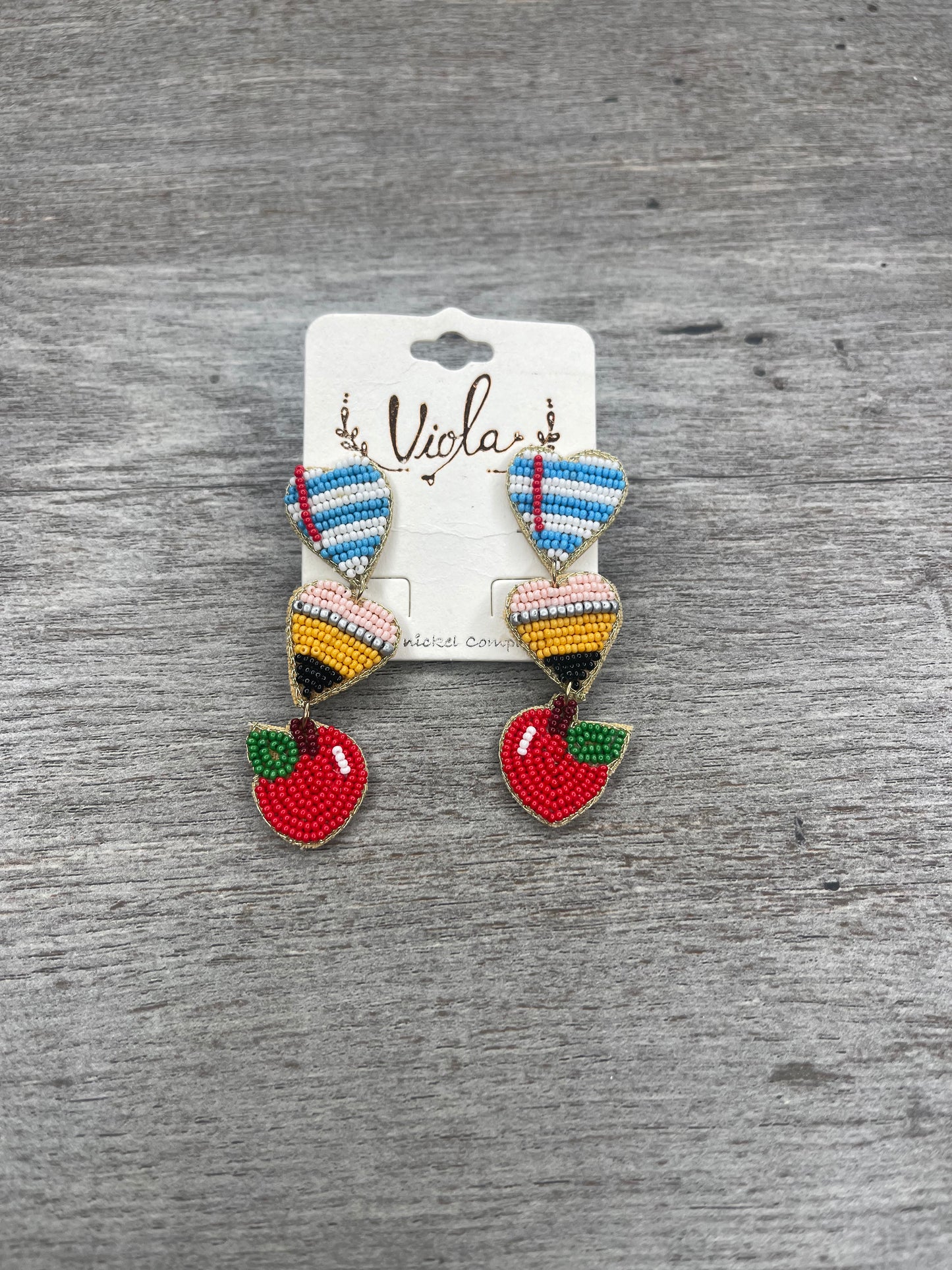 Paper, Pencil & Apple Earrings