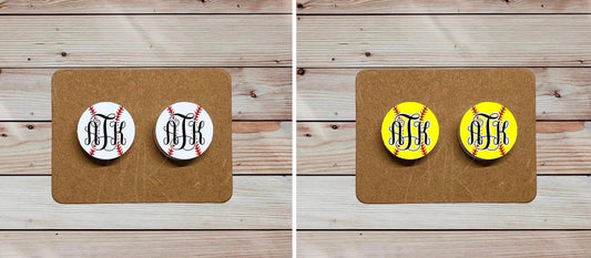 Monogram Baseball/Softball Earrings {Multiple Styles Available}