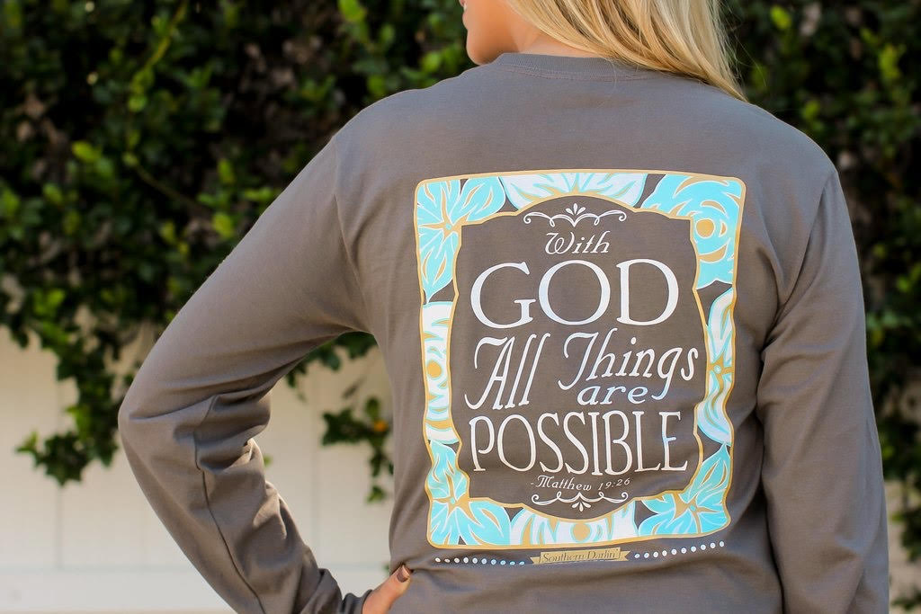 With God All This Are Possible Long Sleeve T-Shirt {Regular & Plus}*