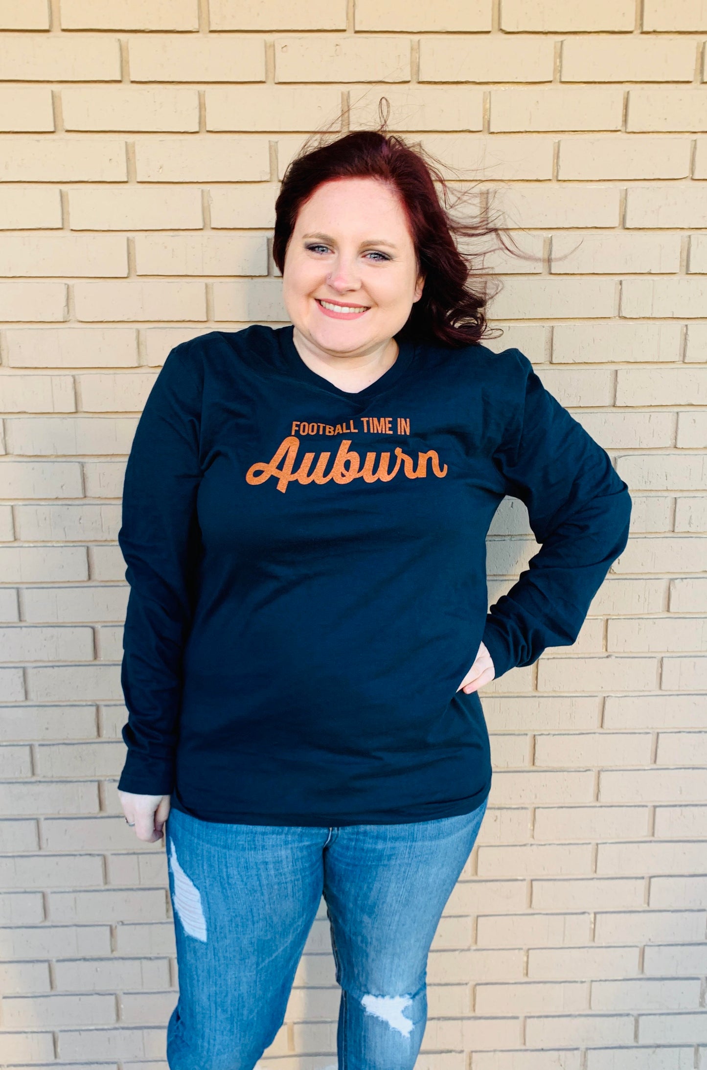 Football Times In Auburn Long Sleeve T-Shirt {Regular & Plus}