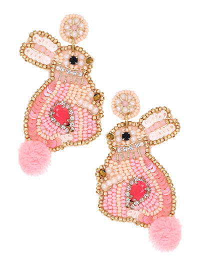 Sequin Bunny with Pom Earrings {Multiple Styles Available}