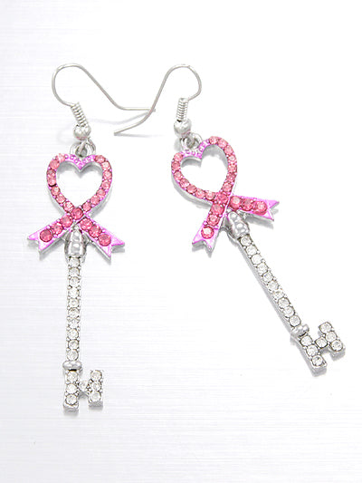 Pink Ribbon Breast Cancer Earrings