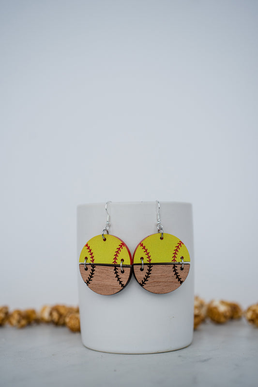 Sports Acrylic & Wood Duo Dangle Earrings {Multiple Styles Available}