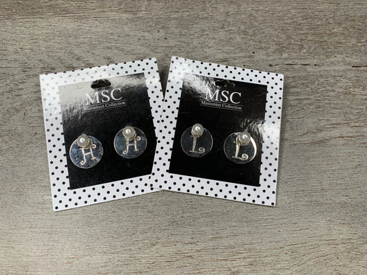 Initial with Pearl Earrings {Multiple Styles Available}