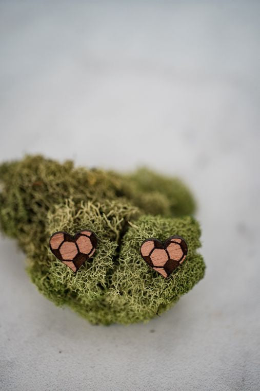 Sports Heart Wooden Stud Earrings {Multiple Styles Available}