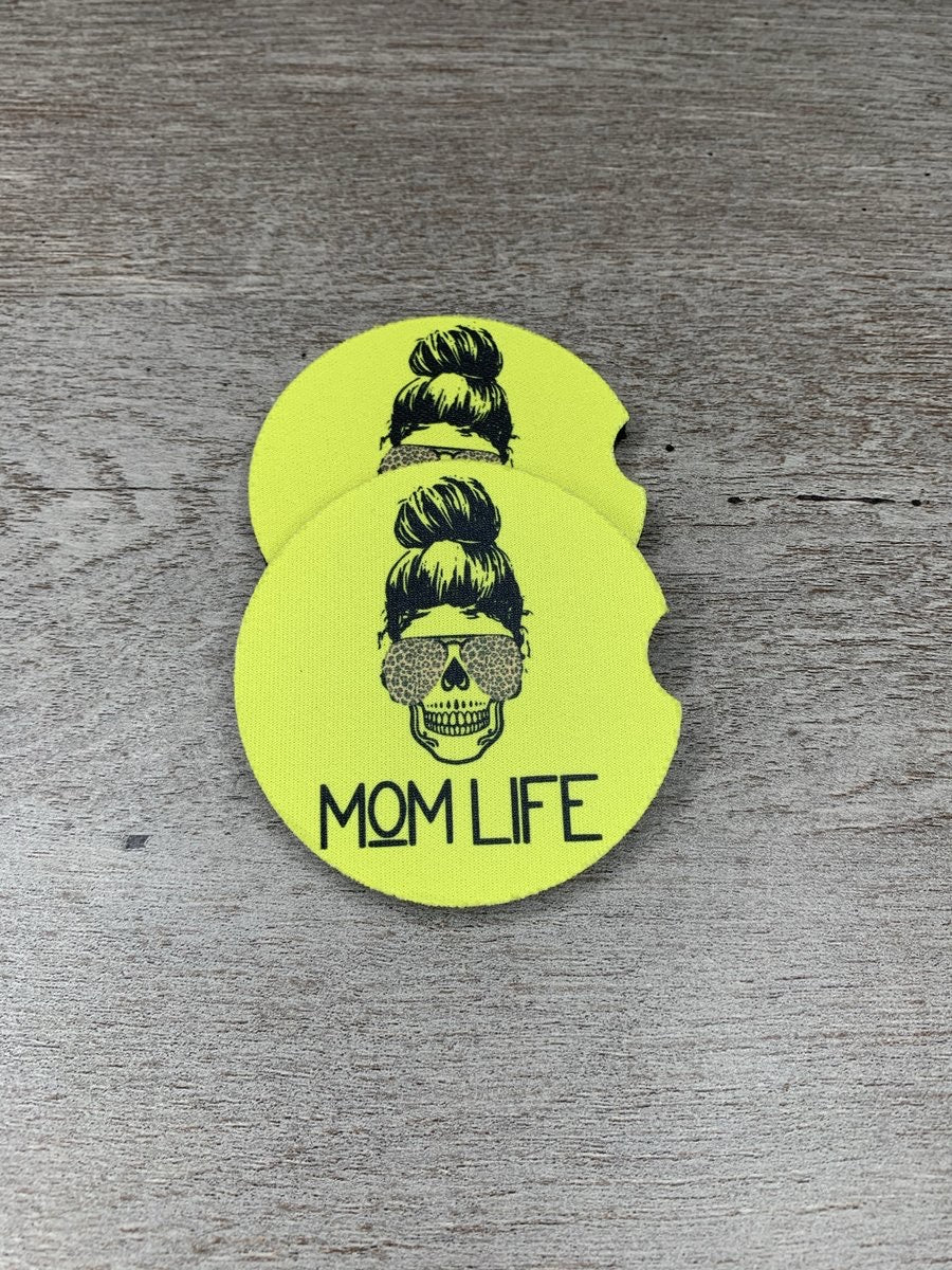Mom Life Car Coaster {Multiple Colors Available}