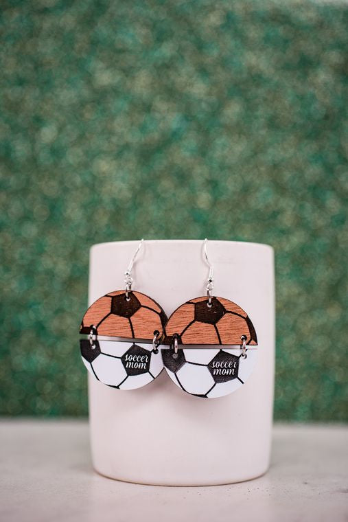 Sports Mom Acrylic & Wood Duo Dangle Earrings {Multiple Styles Available}