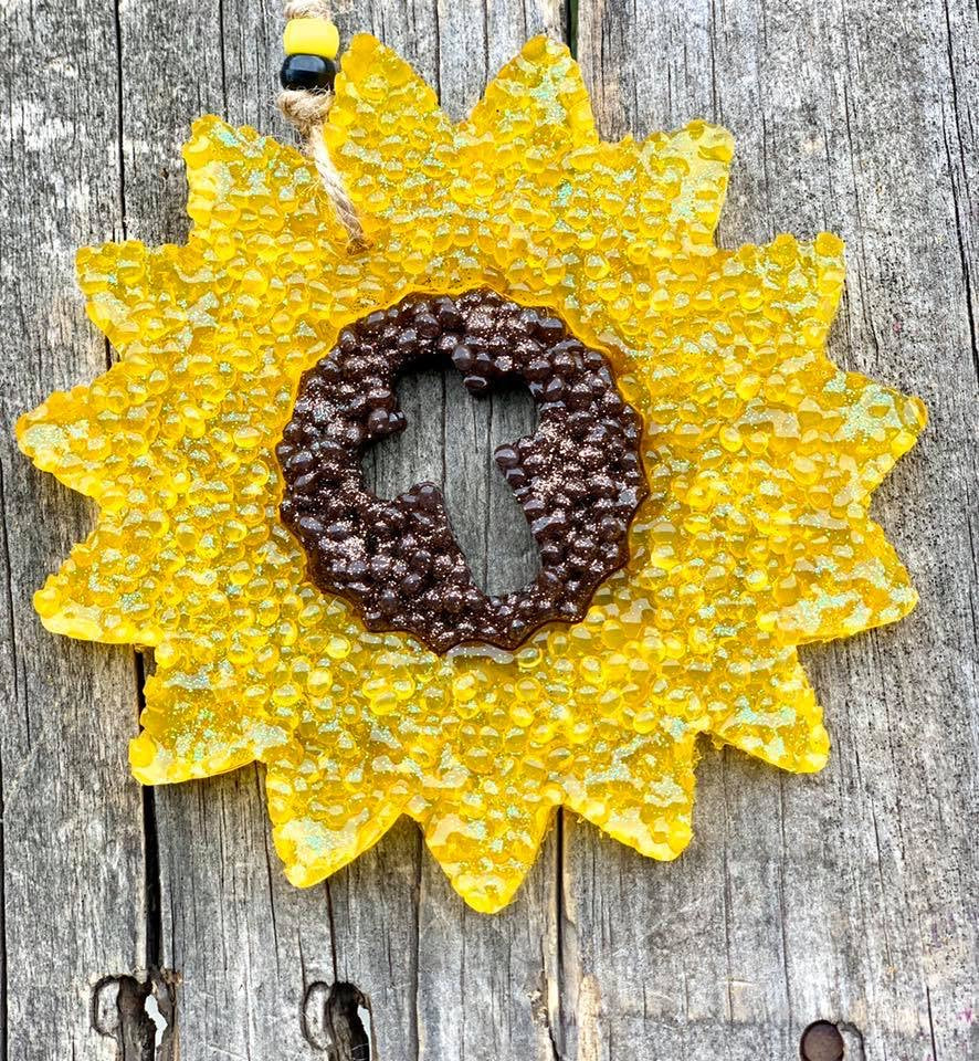 Sunflower Cross Cutout Freshie
