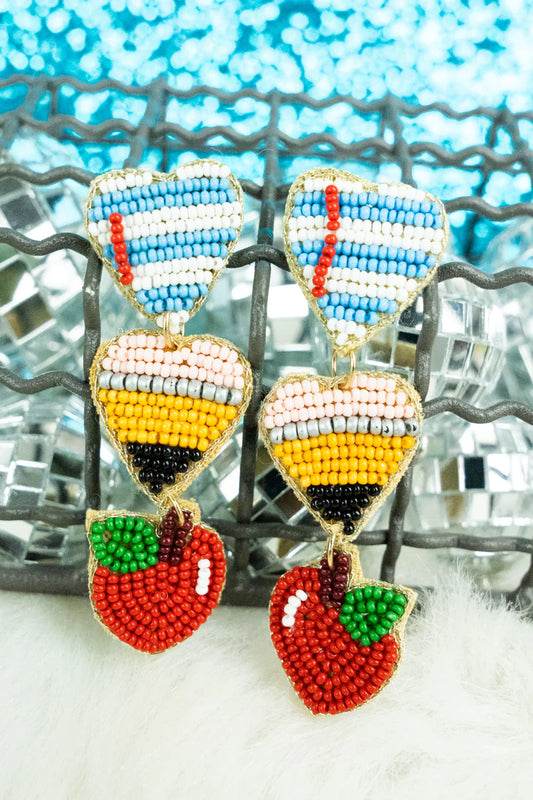 Paper, Pencil & Apple Earrings