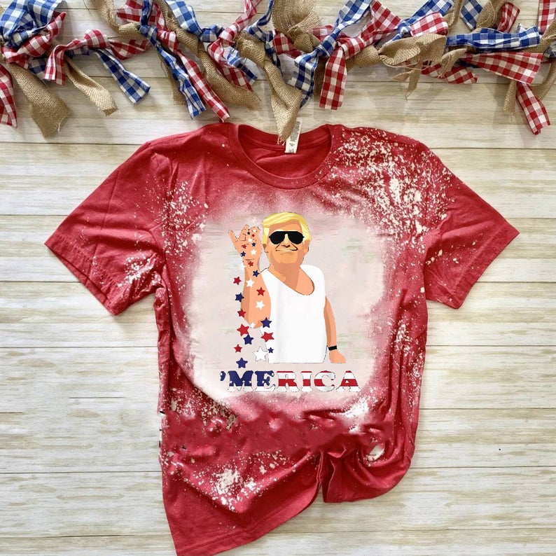 Trump "Merica Bleached T-Shirt {Regular & Plus}
