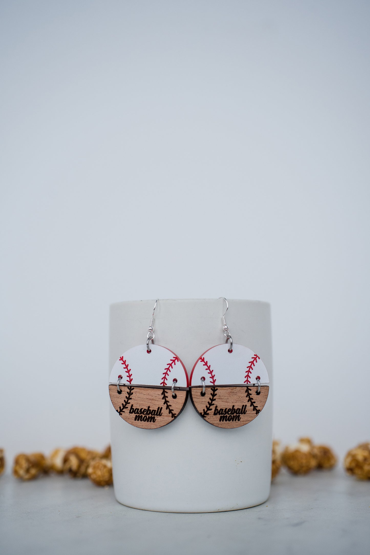 Sports Mom Acrylic & Wood Duo Dangle Earrings {Multiple Styles Available}