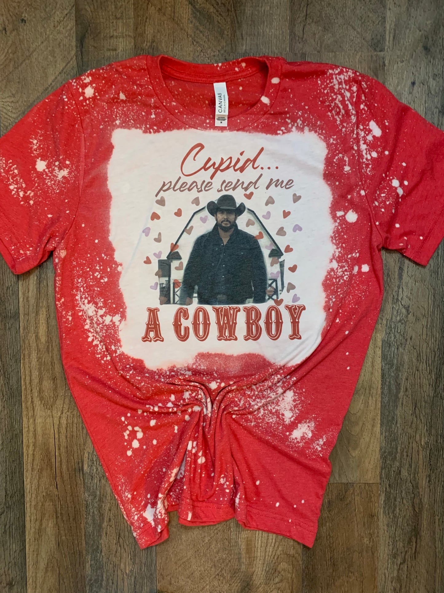 Cupid Send Me A Cowboy Rip Bleached T-Shirt {Regular & Plus}