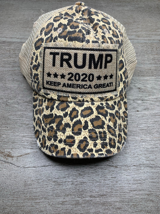 Trump 2020 Keep America Great Again Leopard Mesh Hat