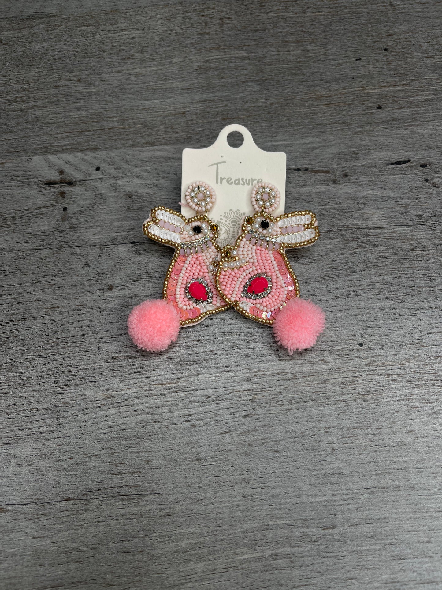 Sequin Bunny with Pom Earrings {Multiple Styles Available}
