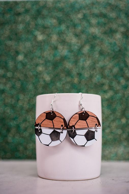 Sports Acrylic & Wood Duo Dangle Earrings {Multiple Styles Available}