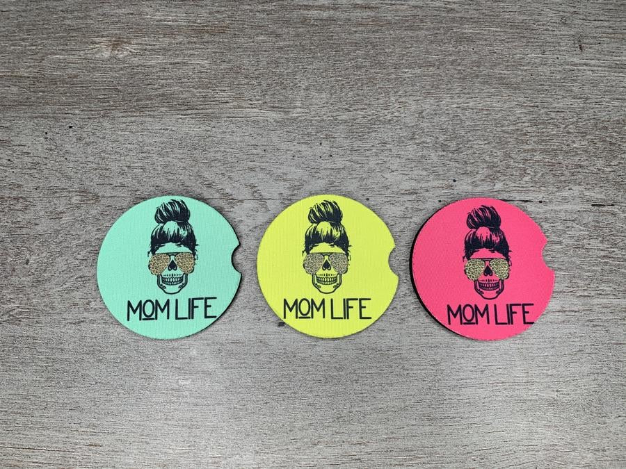 Mom Life Car Coaster {Multiple Colors Available}