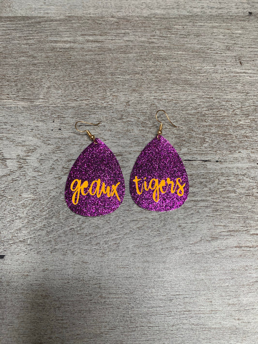 LSU Tigers Leather Earrings
