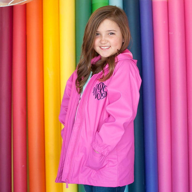 Kids monogrammed rain on sale jacket